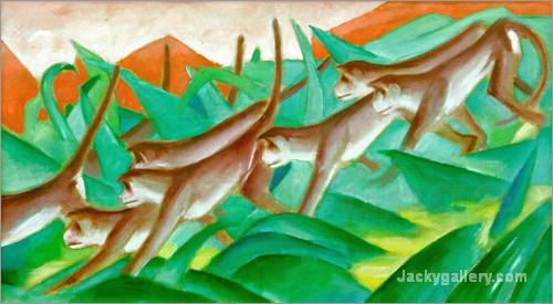 Graphic monkey frieze by Franz Marc paintings reproduction